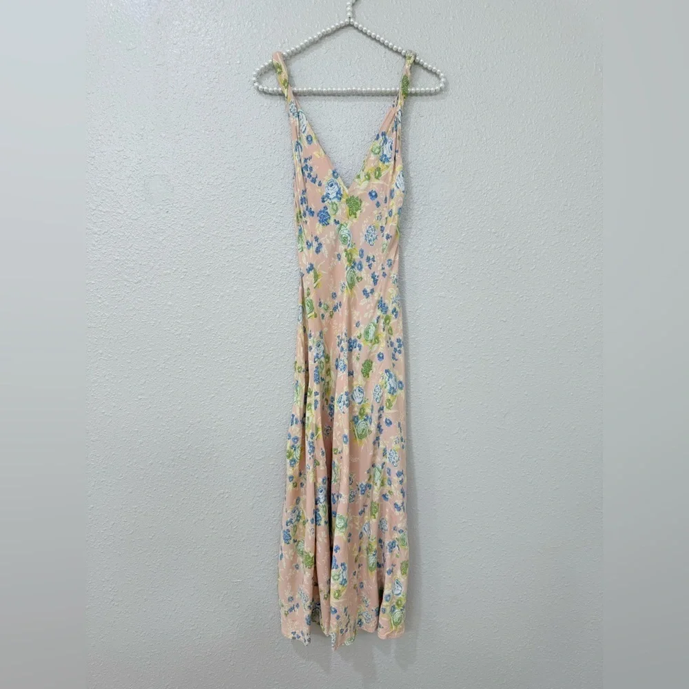 ZARA FLORAL PRINT V-NECK MIDI DRESS SIZE XS BLOGGER FAVORITE